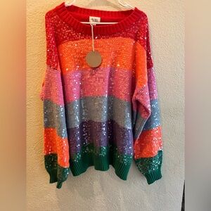 Colorful Sequin Striped Sweater